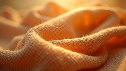 Fototapeta premium Golden Fabric Texture: Abstract Close-Up of Woven Material with Soft, Warm Light