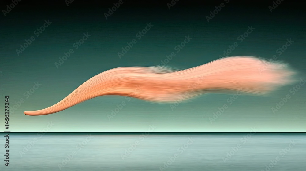 Poster A stylized artwork representing an elongated shape floating in a space