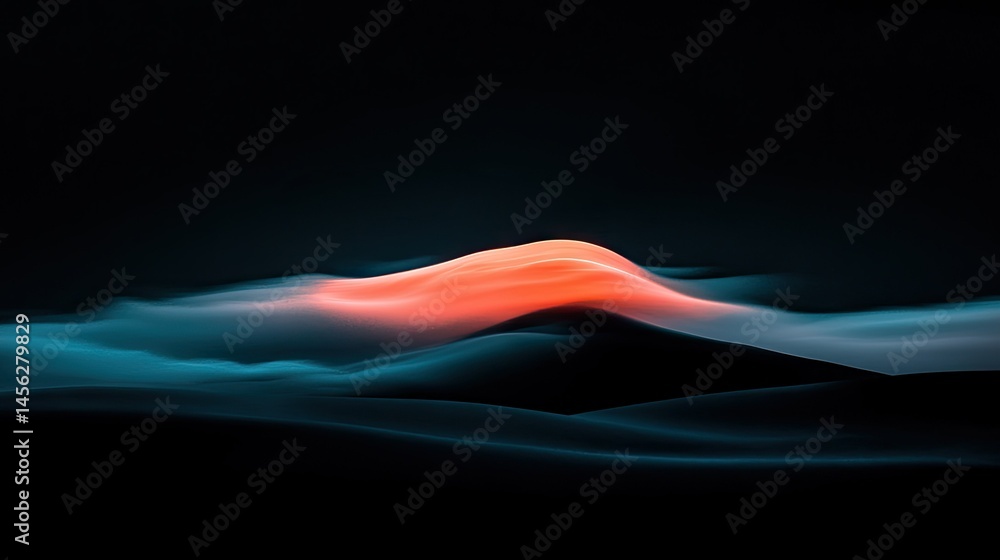 Poster An abstract landscape showing flowing shapes with color gradients