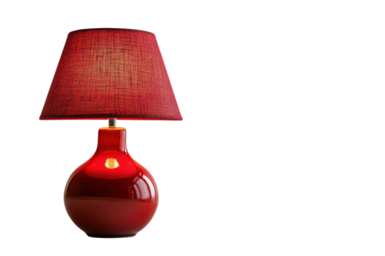 Vibrant Red Lamp: Isolated Studio Shot, Perfect for Design Projects. Clean, minimalist aesthetic. on transparent background