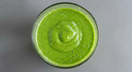 Vibrant Green Smoothie in Glass Freshness From Above Healthy Beverage