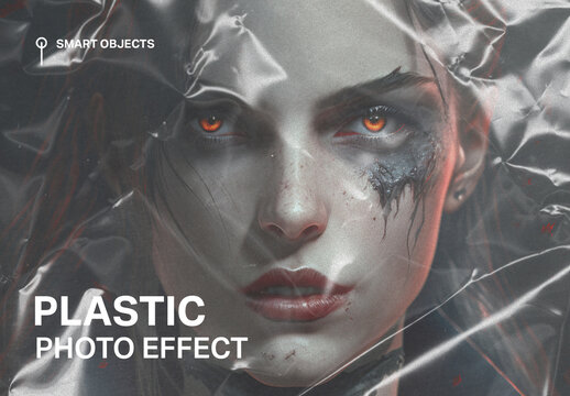 Plastic Wrap Overlay Photo Effect Template for Creative Visuals