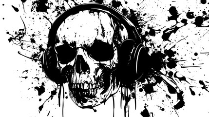 Graffiti Skull With Headphones, vector design