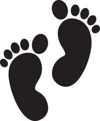 two footprint silhouette, black and white silhouette, vector and illustration