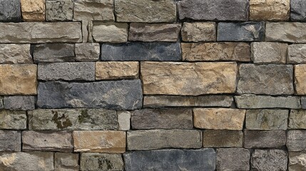 Obraz premium Stone wall texture background with various shades of gray brown and beige.