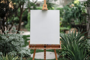 easel with blank canvas