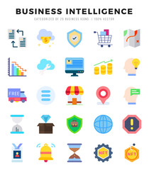 Set of Business Intelligence icons. Vector Illustration.