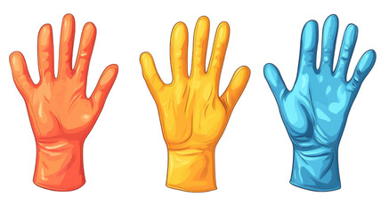 Obraz premium Set of Hand Gloves Isolated on Clean White Background