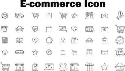 E-Commerce Line Icons Pack – Online Shopping Thin Outline Vector Set