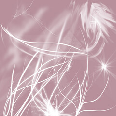 Soft mauve abstract background with glowing white light streaks and wispy ethereal shapes. Dreamy modern texture ideal for fantasy art, tech themes, invitations, and creative design projects.