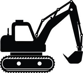 Excavator silhouette isolated on white background