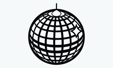 Disco ball silhouette, Disco ball icon, Disco ball with stars icon vector
