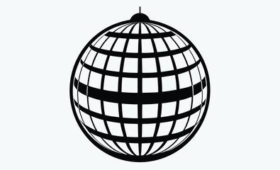 Disco ball silhouette, Disco ball icon, Disco ball with stars icon vector