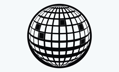 Disco ball silhouette, Disco ball icon, Disco ball with stars icon vector
