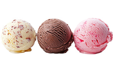 Delicious Ice Cream Scoops: A Sweet Treat Collection, Perfect for Summer Menus and Dessert Designs. on transparent background