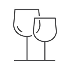 Wine glasses linear icon isolated on transparent background. Wine glasses simple line icon. Tableware line icon. Editable stroke.