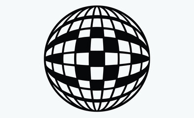 Disco ball silhouette, Disco ball icon, Disco ball with stars icon vector