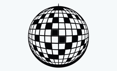 Disco ball silhouette, Disco ball icon, Disco ball with stars icon vector
