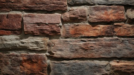 Obraz premium Close-up of a brick wall showing texture and patterns in shades of brown.