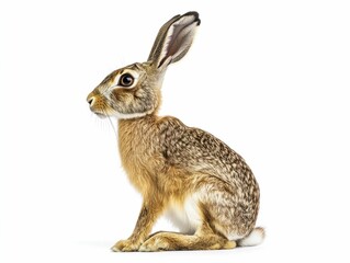 Obraz premium Brown hare, alert and seated