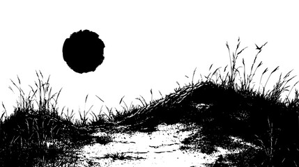 Barren Landscape Under Harsh Sun, vector illustration