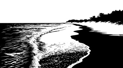 Beaches Curving Around Water, vector illustration