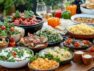 Buffet of assorted Italian dishes