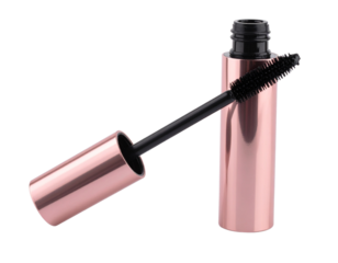 Close-up of a stylish mascara tube showcasing beauty and makeup essentials.