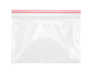 Clear plastic zip bag ready for storage or organization, perfect for various uses.