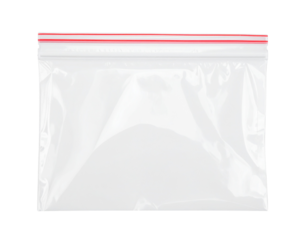 Clear plastic zip bag ready for storage or organization, perfect for various uses.