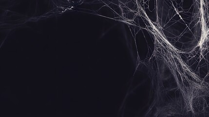 Intricate spider web design against a dark background.