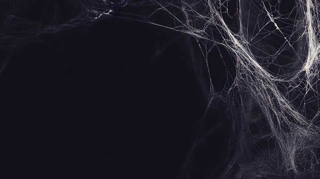 Intricate spider web design against a dark background.