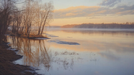 Fototapeta premium Tranquil river sunrise