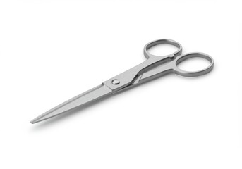 Silver Metal Scissors on White Background