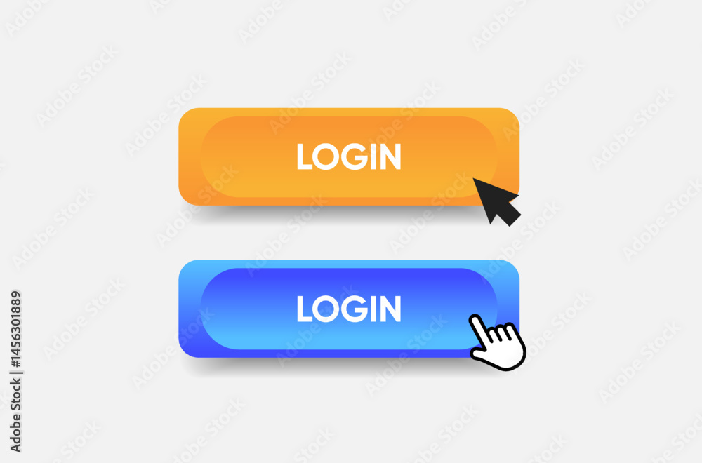 Poster Set of sign in sign up forms. Registration and login buttons. Professional and User-friendly web and UI UX design elements. Username, email and password. Register page button.