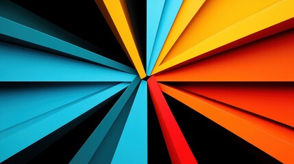 Vibrant divergent rays on dark background a modern color burst illustration that evokes optimism and creative expression