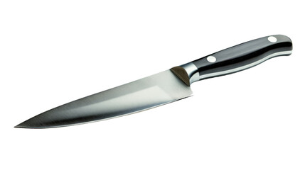 A chef knifeTransparent background, PNG file, with the blade and handle in sharp focus