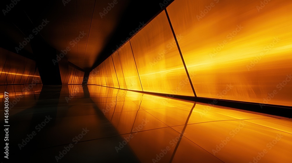 Aufkleber abstract golden tunnel with light and shadow effects showcasing architectural design and modern tech