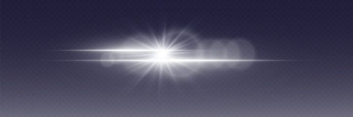 Obraz premium White effect of lens flare and star light. On a transparent background.