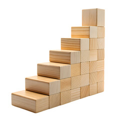 Wooden Blocks Staircase Growth Success Building Blocks Concept on Transparent background
