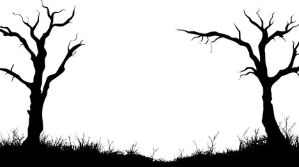 Obraz premium Mist Floating Around Bare Trunks, vector illustration