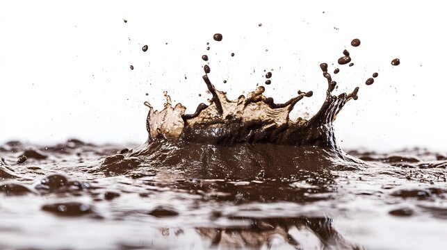 A dynamic mud splash against a bright backdrop.