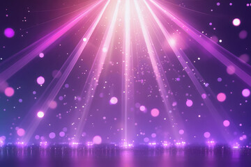 Purple abstract light radiates with bokeh effect and dreamy atmosphere