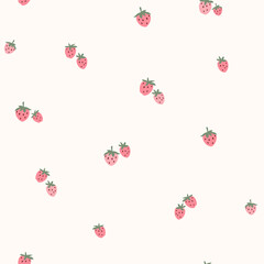 Vector illustration. Mini strawberries seamless pattern, summer fabric design, baby clothes print, mini fruit seamless pattern