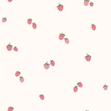 Vector illustration. Mini strawberries seamless pattern, summer fabric design, baby clothes print, mini fruit seamless pattern