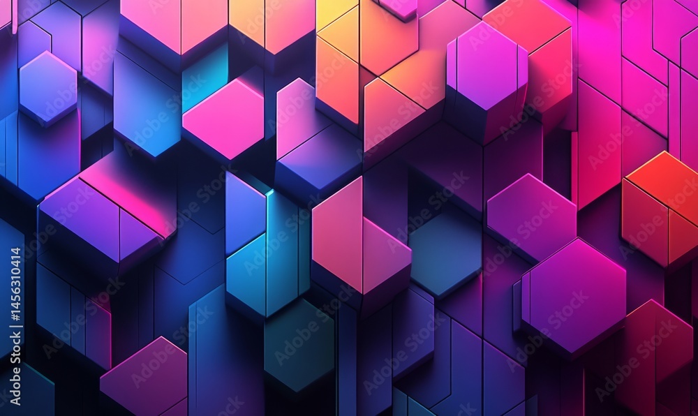 Poster colorful cubes are stacked in an attractive geometric pattern to create a vibrant display that suits