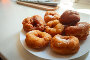 Homemade donuts with a hole