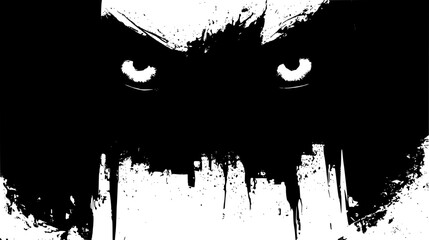 Urban Alley With Glowing Eyes, vector illustration