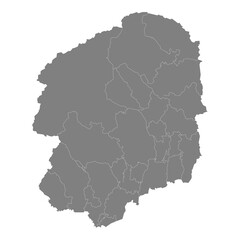 High Quality map of Tochigi is a prefecture of Japan with borders of the districts