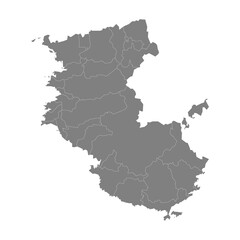 High Quality map of Wakayama is a prefecture of Japan with borders of the districts